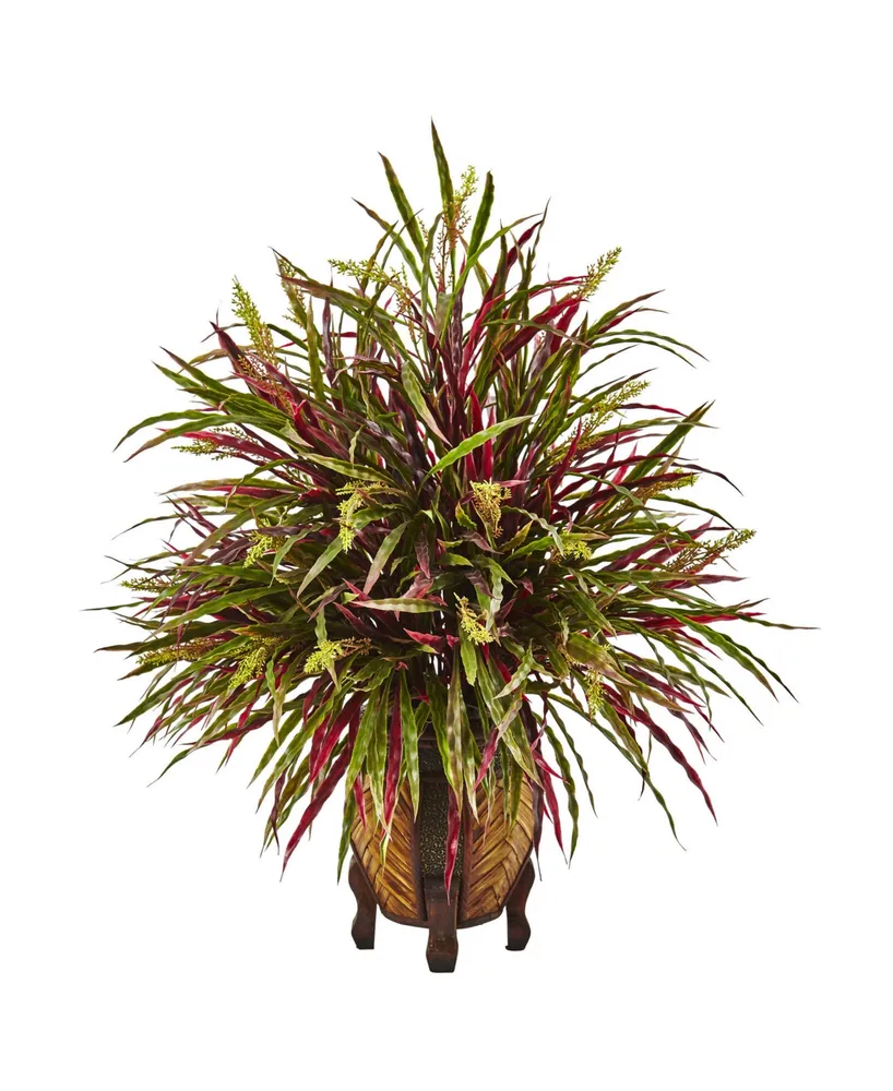 Nearly Natural Autumn Grass Artificial Arrangement in Woven Planter