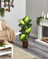 Nearly Natural Golden Dieffenbachia Artificial Plant in Decorative Planter