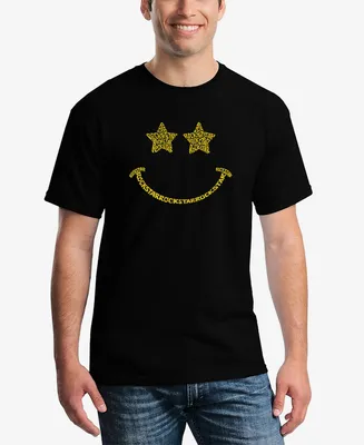 La Pop Art Men's Word Rockstar Smiley Short Sleeve T-shirt