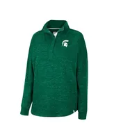 Women's Colosseum Green Michigan State Spartans Natalie Speckled Quarter-Snap Top