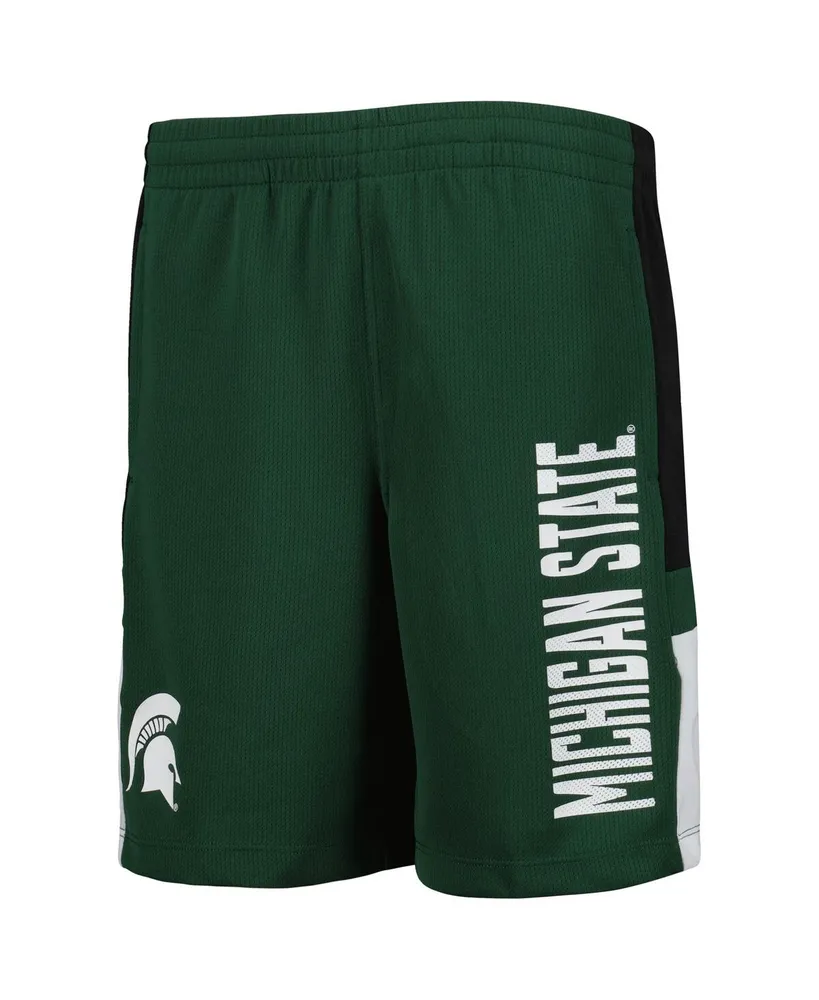 Big Boys and Girls Green Michigan State Spartans Lateral Mesh Performance Shorts