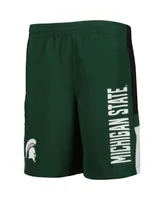 Big Boys and Girls Green Michigan State Spartans Lateral Mesh Performance Shorts