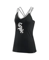 Women's Fanatics Black Chicago White Sox Barrel It Up Cross Back V-Neck Tank Top