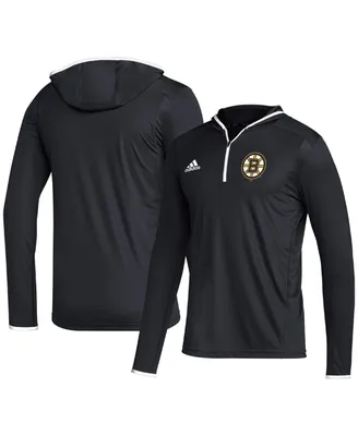 Men's adidas Black Boston Bruins Team Long Sleeve Quarter-Zip Hoodie T-shirt