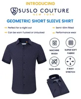 Suslo Couture Men's Slim-Fit Geo-Print Performance Shirt