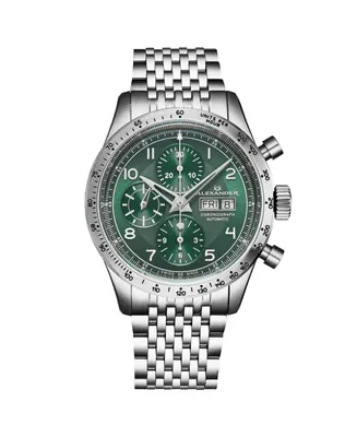 Alexander Men's Megalos Silver-tone Stainless Steel , Green Dial , 51mm Round Watch