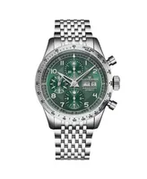 Alexander Men's Megalos Silver-tone Stainless Steel , Green Dial , 51mm Round Watch