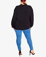 City Chic Plus Size Tropical Tie Top