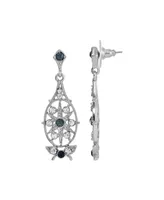 2028 Crystal Blue Filigree Earrings