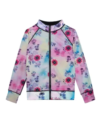 Girl Printed Reversible Athletic Jacket Multicolor Flowers & Black - Toddler|Child