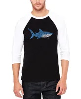 La Pop Art Men's Daddy Shark Raglan Baseball Word T-shirt