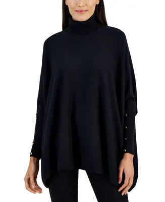 Jm Collection Women's Solid-Color Poncho Turtleneck Sweater, Regular & Petite, Created for Macy's