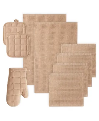 Cannon 9-Piece Multi Pack - 1 Oven Mitt, 2 Pot Holders, 4 Dishcloths, 2 Kitchen Towels