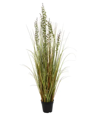 Vickerman 48" Pvc Artificial Potted Green and Brown Grass and Plastic Grass