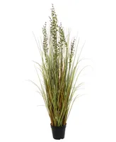 Vickerman 48" Pvc Artificial Potted Green and Brown Grass and Plastic Grass