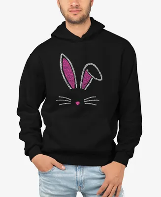 La Pop Art Men's Bunny Ears Word Long Sleeve Hooded Sweatshirt
