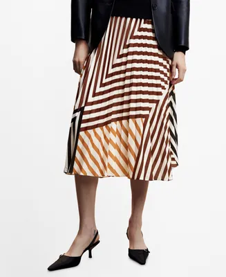 Mango Women's Printed Pleated Skirt