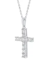 Forever Grown Diamonds Lab-Created Diamond Cross 18" Pendant Necklace (1/2 ct. t.w.) in Sterling Silver or 14K Gold-Plated Sterling Silver