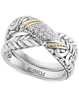 Effy Diamond (1/20 ct. t.w.) Crossover Ring in Sterling Silver & 18k Gold-Plate
