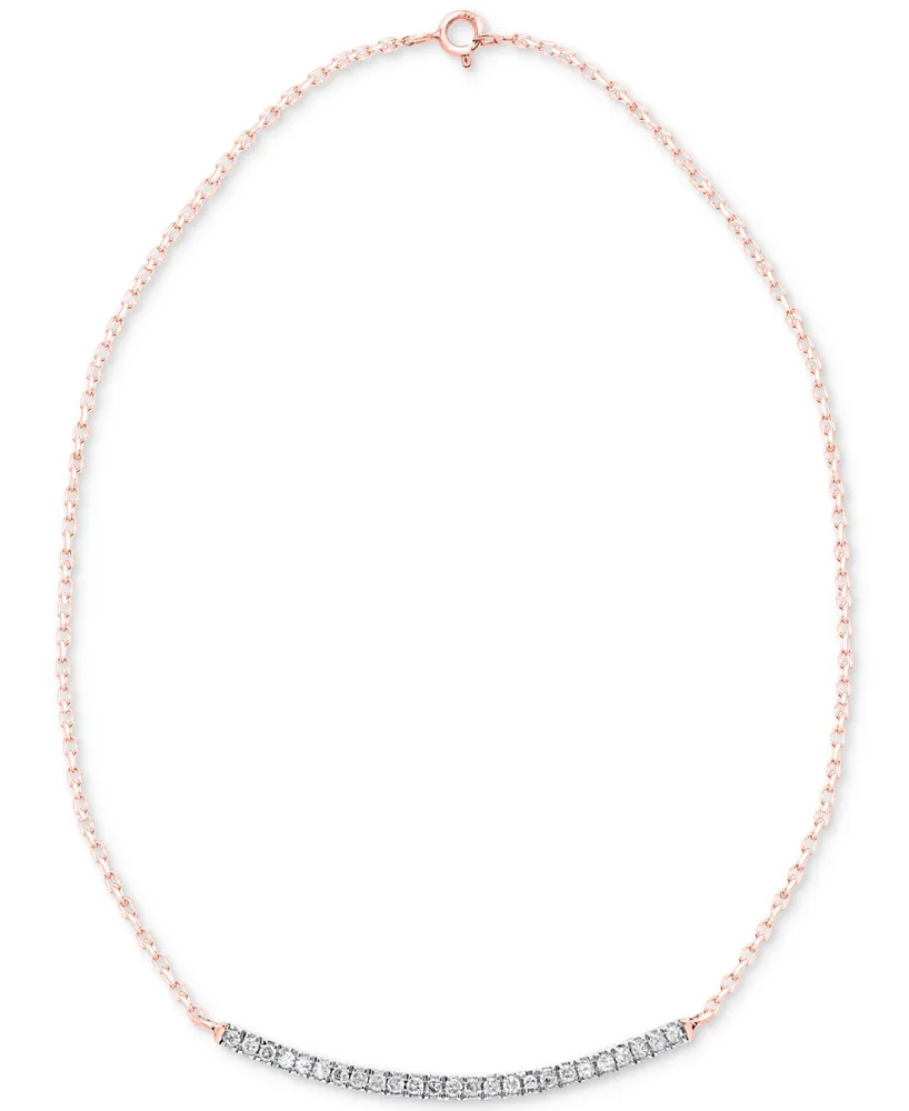 Diamond Curved Bar 18" Statement Necklace (1/10 ct. t.w.) Sterling Silver.