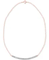 Diamond Curved Bar 18" Statement Necklace (1/10 ct. t.w.) Sterling Silver.