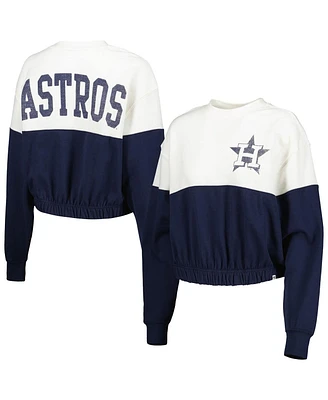 Women's '47 Brand White, Navy Houston Astros Take Two Bonita Pullover Sweatshirt