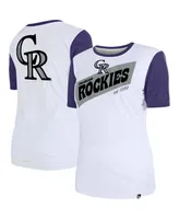 Women's New Era White Colorado Rockies Colorblock T-shirt