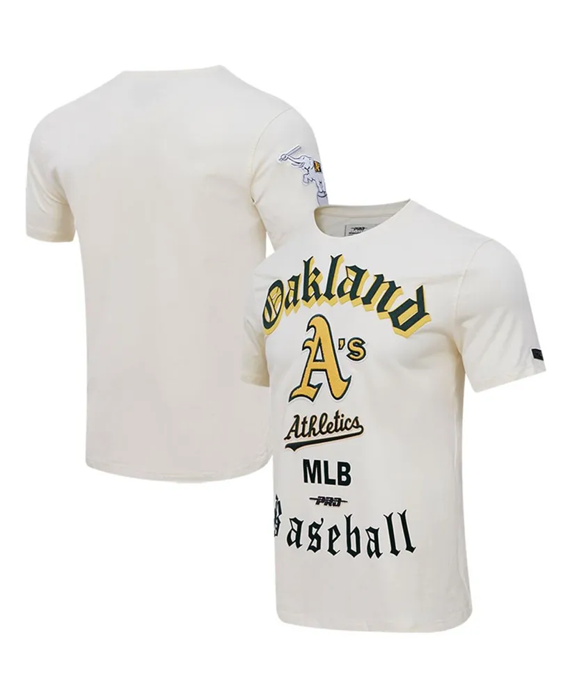 Men's Pro Standard Cream Oakland Athletics Cooperstown Collection Old English T-shirt