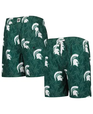 Big Boys and Girls Wes & Willy Green Michigan State Spartans Palm Tree Swim Shorts