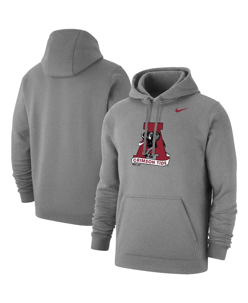 Men's Nike Heathered Gray Alabama Crimson Tide Big and Tall Primary Throwback Logo Club Pullover Hoodie