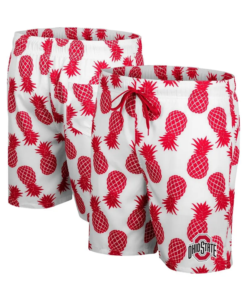 Men's Colosseum White, Scarlet Ohio State Buckeyes Pineapple Swim Shorts