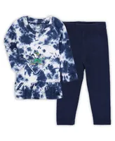 Girls Infant Wes & Willy Navy Notre Dame Fighting Irish Tie-Dye Ruffle Raglan Long Sleeve T-shirt and Leggings Set