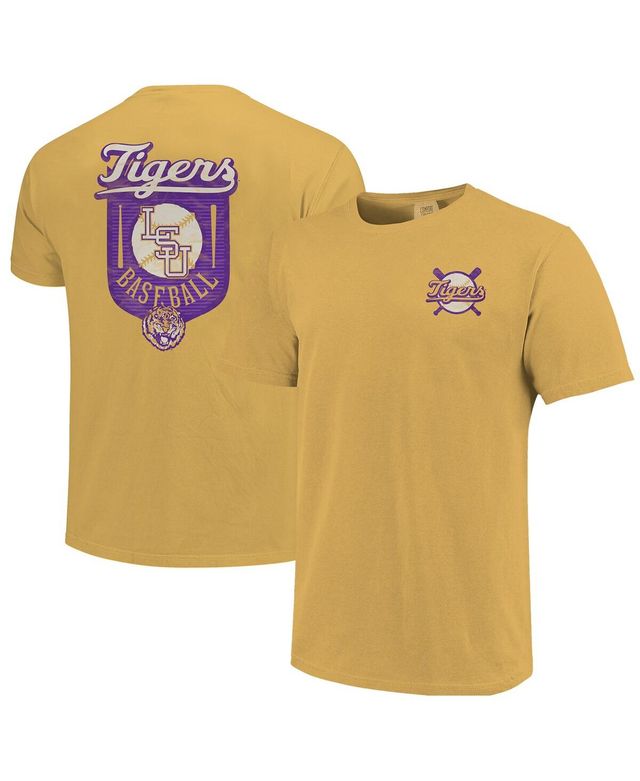 Men's Gold Lsu Tigers Baseball Shield T-shirt