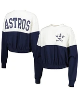 Women's '47 Brand White, Navy Houston Astros Take Two Bonita Pullover Sweatshirt