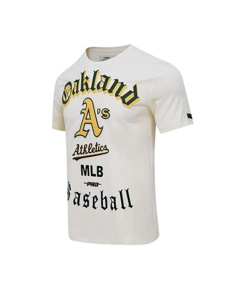 Men's Pro Standard Cream Oakland Athletics Cooperstown Collection Old English T-shirt