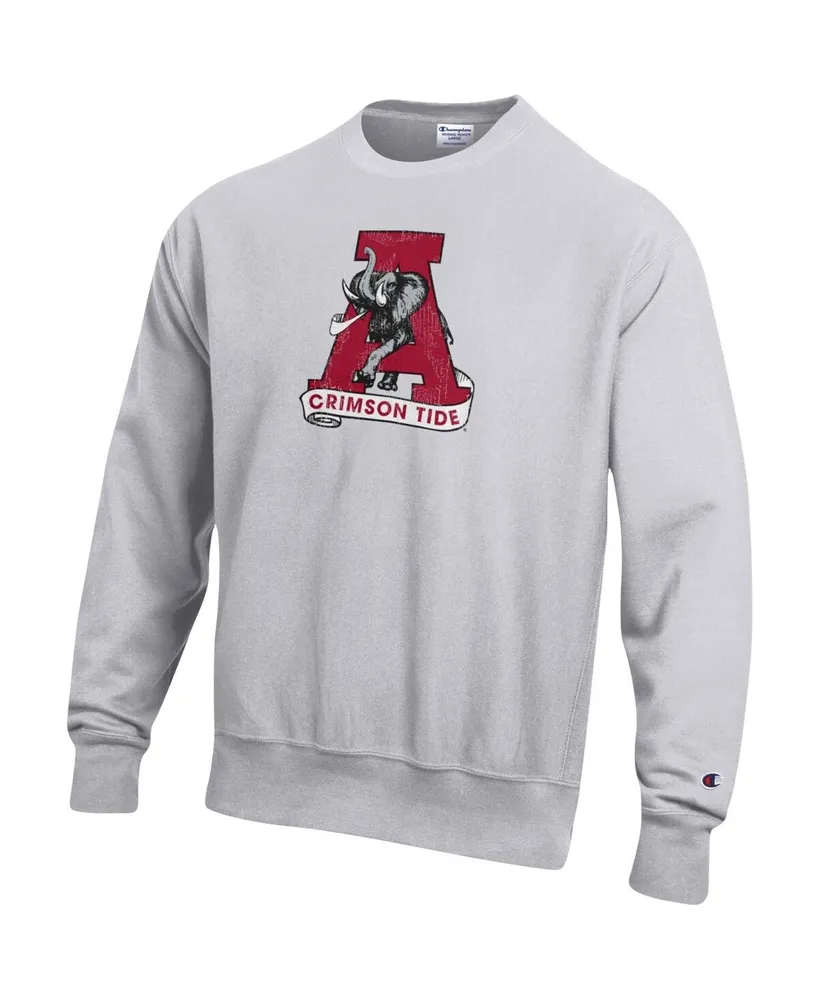 Men's Champion Heathered Gray Alabama Crimson Tide Vault Logo Reverse Weave Pullover Sweatshirt