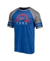 Men's Fanatics Heather Royal Chicago Cubs Utility Two-Stripe Raglan Tri-Blend T-shirt