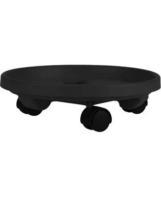 Bloem Plant Caddie With Saucer Tray and Wheels, Round, Black 14in