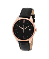 Alexander Men's Sophisticate Black Leather , Black Dial , 40mm Round Watch