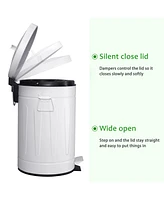 Mega Casa 3.2 Gal./12-Liter and 0.8 Gal./3 Liter Old Time Style Round White Metal Step-on Trash Can Set