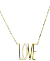 Cubic Zirconia Love Pendant Necklace, 16" + 2" extender