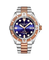 Stuhrling Men's Aquadiver Silver-tone Stainless Steel , Purple Dial , 45mm Round Watch - Silver