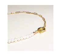 Joey Baby 18K Gold Plated Paper Clip Chain with Freshwater Pearls - Lily Necklace 16" For Women