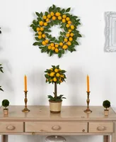 Nearly Natural 24" Artificial Lemon Wreath