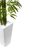 Nearly Natural 5' Bamboo Uv-Resistant Indoor/Outdoor Artificial Tree with White Planter