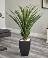 Nearly Natural 4.5' Spiked Agave Indoor/Outdoor Artificial Plant in Black Planter