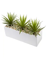 Nearly Natural Mini Agave Artificial Plants in Rectangular Ceramic Planter