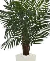 Nearly Natural 5.5' Areca Palm Artificial Tree in White Tower Planter