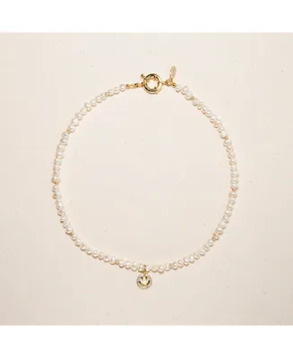 Joey Baby 18K Gold Plated Freshwater Pearls with Smiley Face Charm - Hailey Necklace 17" For Women