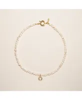 Joey Baby 18K Gold Plated Freshwater Pearls with Smiley Face Charm - Hailey Necklace 17" For Women